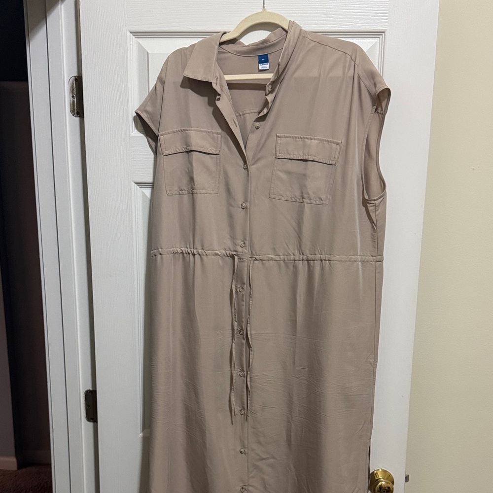 Old Navy Beige Collared Shirt Dress
